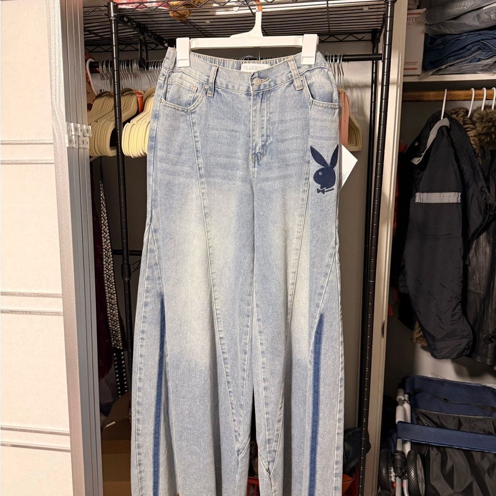 PLAYBOY Women's Light Blue Flare Jeans